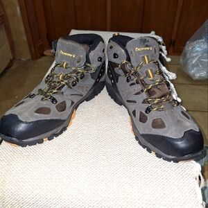 A pair of BearPaw grey hiking boots in a men's size 13. They're new without box.